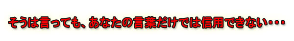 そうは言っても、あなたの言葉だけでは信用できない・・・