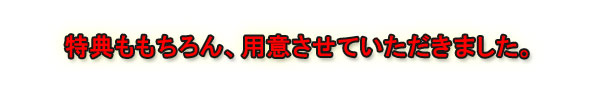 特典ももちろん、用意させていただきました。